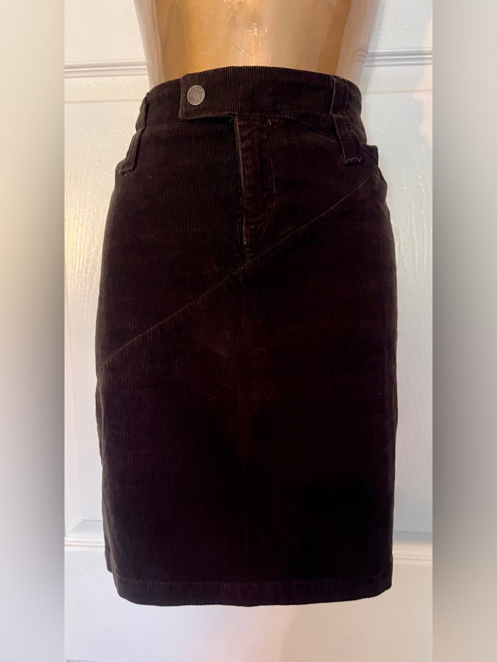 Benetton Vintage Brown Corduroy High-Waisted Skirt - Size [6]
